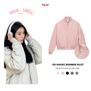 Áo Khoác Bomber Pilot Oversized Chần Bông Thêu Chữ Thời Trang Nam Nữ 𝘽𝙮𝘾𝙖𝙢𝙘𝙖𝙢