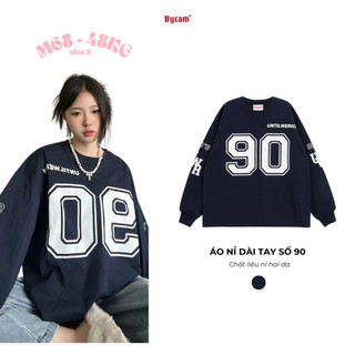 Áo Nỉ Dài Tay Thể Thao Số 90 Phong Cách Đường Phố Âu Mỹ - Long Sleeve Oversize 𝑩𝒚𝒄𝒂𝒎𝒄𝒂𝒎