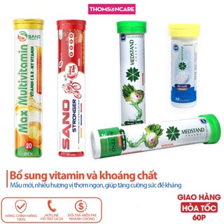 Sủi vitamin tổng hợp nhiều vị thơm ngon, tăng đề kháng, bổ sung vtm C, hồng sâm, actiso - Tuýp 20 viên Thomsoncare