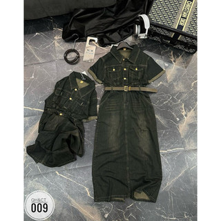 váy jean rêu kèm đai 25350