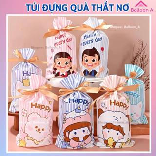 Set 5 Túi đựng quà có dây nơ buộc cute dễ thương, túi gói quà sinh nhật nhỏ, quà tặng học sinh cuối kỳ tổng kết năm học