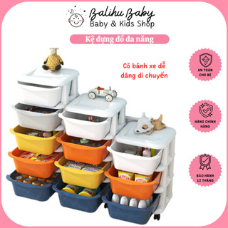 Kệ đựng đồ chơi cho bé, Kệ đựng đồ cho bé có bánh xe, Giá đựng đồ chơi 3,4,5 tầng đa năng.