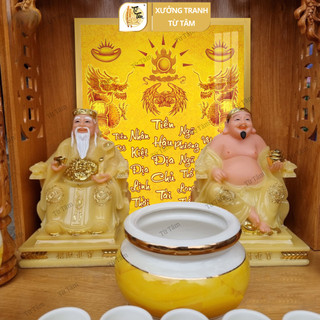 Bài vị bàn thờ thần tài thổ địa từ tâm có đèn, trang trí bàn thờ thần tài thổ địa, phòng thờ tc356
