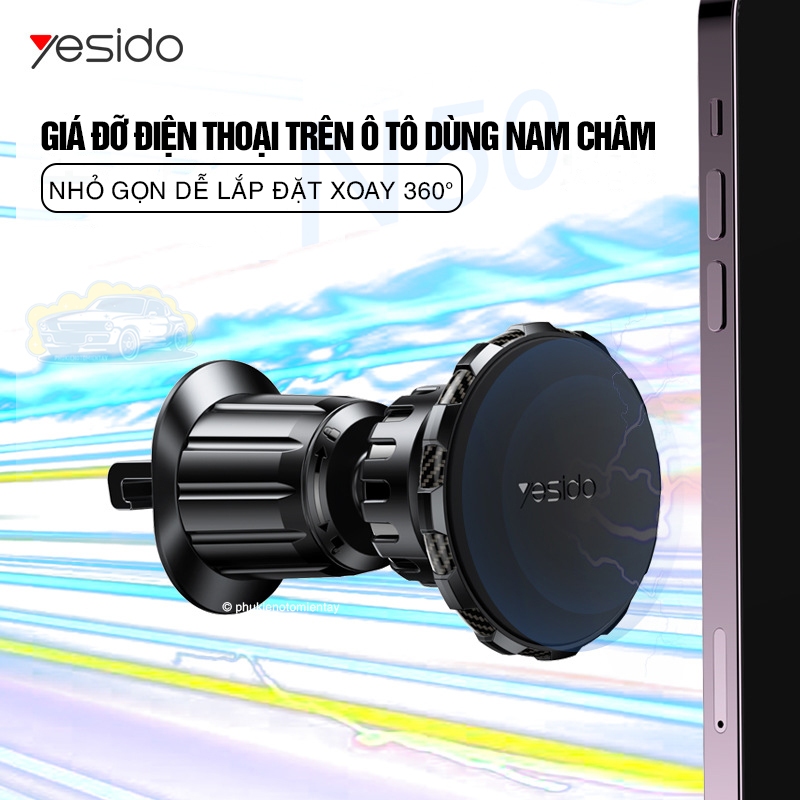 Giá Đỡ Điện Thoại Trên Ô tô Sử Dụng Nam Châm, Xoay 360 Nhiều Góc Độ, Nhỏ Gọn, Dễ Sử Dụng YESIDO 3
