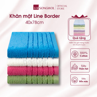 Khăn mặt chính hãng Hàn Quốc Songwol Line Border chất liệu cotton mềm mại thoáng khí hút ẩm