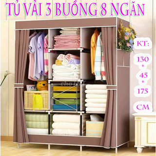 [FREESHIP] TỦ VẢI GỖ 3D LỚN 2 BUỒNG, 3 BUỒNG ĐỰNG QUẦN ÁO