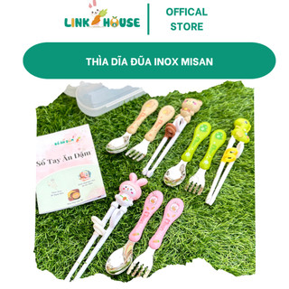 Bộ thìa dĩa đũa misan tập ăn dặm inox 304 cho bé giúp bé tập xúc và tập gắp