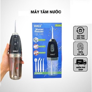 Máy Tăm Nước Cầm Tay VANLU - Tăm Nước Vệ Sinh Răng Miệng Cực Sạch Công Nghệ Châu Âu Kèm 4 Đầu Đa Năng