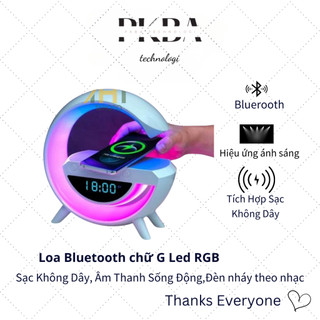 Loa Bluetooth Chữ G Led RGB, PKBA Sạc Nhanh Không Dây, Đèn Nháy Theo Nhạc, Thiết Kế Sang Trọng, Âm Thanh Sống Động