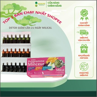  Detox giảm cân 3 giai đoạn Milical extra programme minceur 21 ống 210ml 