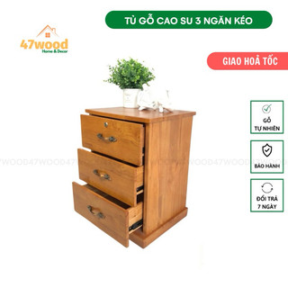TỦ HỒ SƠ 3 NGĂN KÉO BẰNG GỖ - TỦ ĐẦU GIƯỜNG GỖ CÓ CHÌA KHÓA