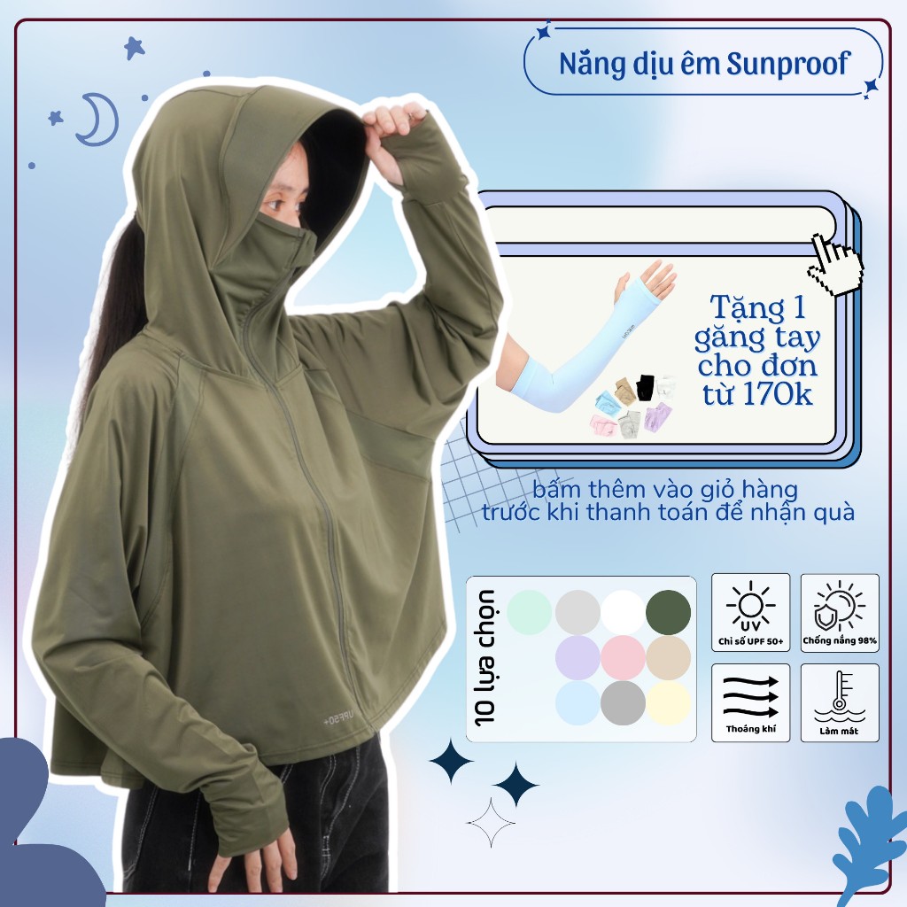 Áo chống nắng nữ croptop chống tia cực tím UPF 50+ chống tia UV chất lụa nhẹ mát lạnh rộng freesize 70kg form ngắn | BigBuy360 - bigbuy360.vn