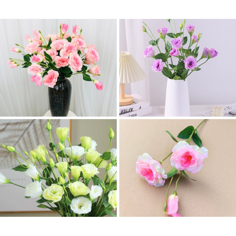 hoa  cát tường ,hoa giả để bàn , cành lan tường lụa 2 bông 2 nụ dùng trang trí nhà cửa