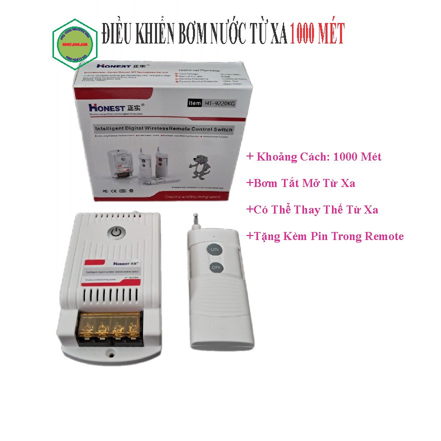Bộ công tắc điều khiển từ xa 1000m máy bơm nước Honest HT-9220KG