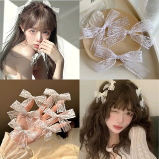 1 đôi kẹp tóc nơ ren điểm Kẹp tóc nơ ren Jenny mỏ vịt dễ thương