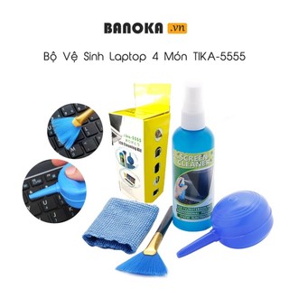 Bộ Vệ Sinh Laptop 4 Món TIKA-5555 - Bộ vệ sinh laptop, màn hình máy tính, bàn phím