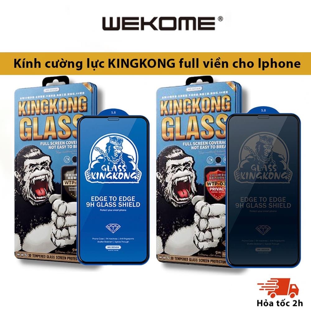 Kính cường lực KingKong chống nhìn trộm full màn hình cho iPhone 15/15 Plus, 15 Pro, Promax, wekome chính hãng