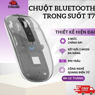 Chuột bluetooth không dây ziyoulang t7 trong suốt pin litthium dpi tùy chỉnh kết nối đa năng với pc laptop máy tính