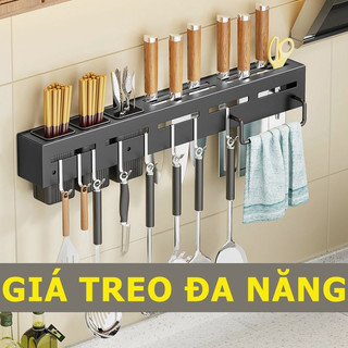 Giá treo đồ nhà bếp kệ để dao đũa có thể dán lẫn khoan tường chất liệu Inox siêu bền