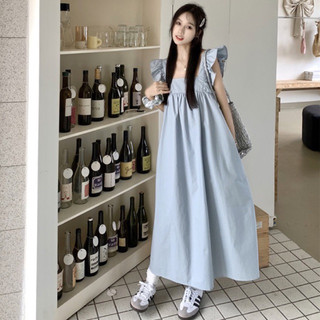 Váy maxi cánh tiên dáng dài thắt nơ điệu đà đi chơi đi biển mùa hè váy bầu đầm bầu