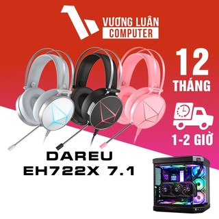 Tai nghe chơi game chụp tai có dây dareu eh722x hồng, đen chính hãng bảo hành 12 tháng