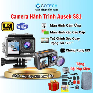 Camera Hành Trình Gopro Ausek S81, Máy Quay Vlog Cầm Tay Màn Hình Kép Có Cảm Ứng, Tích Hợp Chống Rung Chống Nước