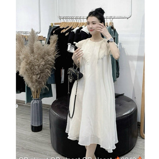 Váy tơ cổ nhọn đính đá 9249 Xinh ngất xỉu nun Size sm