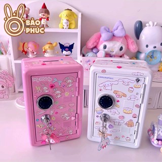Két sắt mini đựng tiền có chìa khóa cao cấp - Két sắt mini có khe nhét tiền tặng kèm hình dán dễ thương