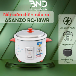 Nồi cơm điện nắp rời Asanzo RC-18WR lòng nồi dày giữ nhiệt tốt dung tích 1.8L công suất 700W bảo hành 12 tháng