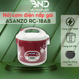 Nồi cơm điện nắp gài Asanzo RC-18AB lòng nồi tráng men chống dính dung tích 1.8L công suất 700W bảo hành 12 tháng