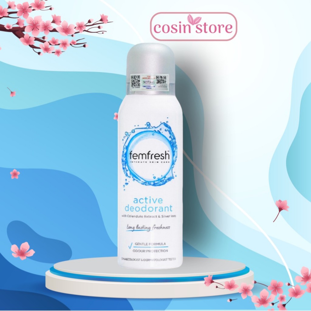 Xịt Femfresh khử mùi và thơm mát vùng kín cao cấp Femfresh Active Deodorant Spray 125ml màu Xám Cosin Store