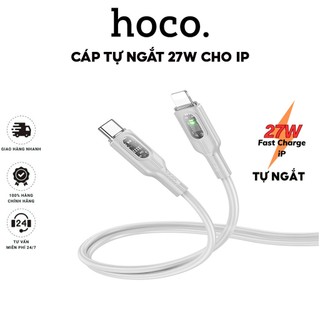 Dây Cáp Sạc Nhanh Hoco PD 27W Tự Ngắt Khi Đầy Có Đèn Led Hiển Thị Cho IP 11-1Pro-11Promax-12-13-14-13Pro-14Plus-14Promax