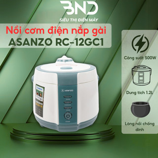 Nồi cơm điện nắp gài Asanzo RC-12GC1 lòng nồi phủ chống dính dung tích 1,2L công suất 500W bảo hành 12 tháng