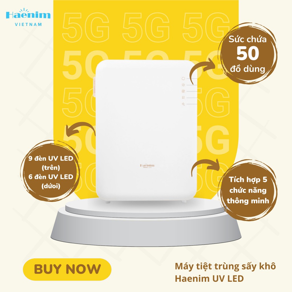 MÁY TIỆT TRÙNG SẤY KHÔ BÌNH SỮA HAENIM UV LED 5G SMART FLEX