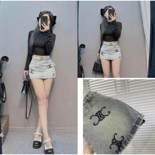  Chân váy jean đính đá chân váy jean ngắn chân váy jeans đính đá thêu chữ X chất liệu chân váy bò cao cấp 
