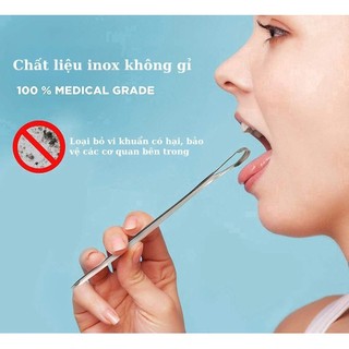 Cạo lưỡi inox 304, dụng cụ vệ sinh lưỡi, rơ lưỡi inox cho người lớn 88456
