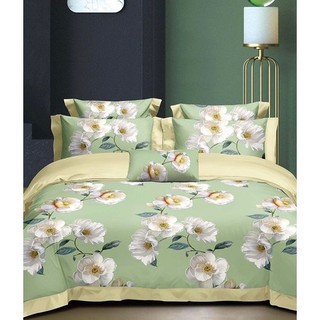 [4 món] Bộ chăn drap Tencel Mix mẫu hoa mint - Nice Bedding