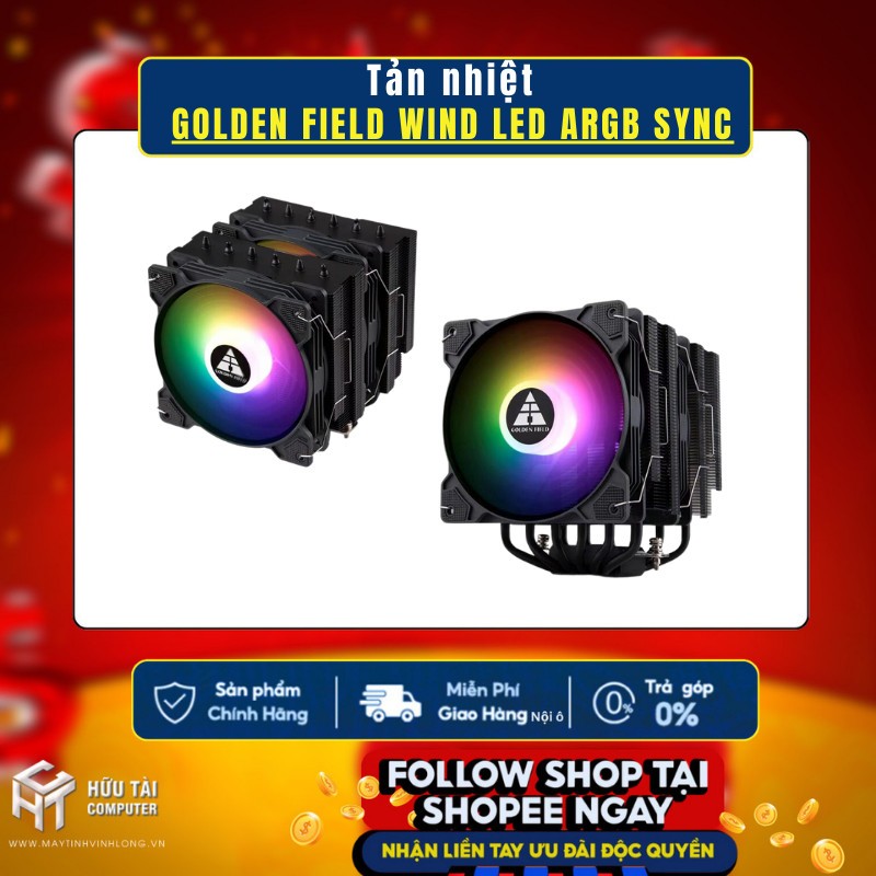 TẢN NHIỆT KHÍ CPU GOLDEN FIELD WIND BLACK 2 FAN LED ARGB SYNC