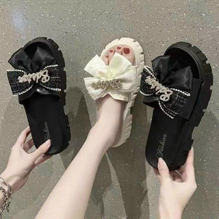 Dép nơ viền đá đế cao su non