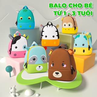 Balo cho bé đi học mẫu giáo mầm non từ 1 đến 3 tuổi 1989KIDS SHOP siêu nhẹ hình in động vật chất liệu hạt cao su