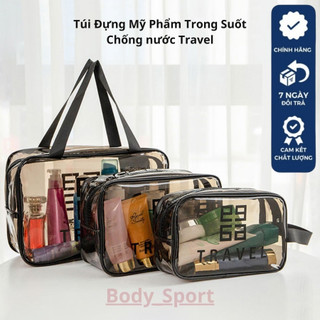 Túi đựng mỹ phẩm Bodysport túi đựng đồ trang điểm mỹ phẩm trong suốt có quai xách chống thấm nước