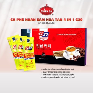 Cà phê nhân sâm hòa tan 4in1 cho phụ nữ + người lớn tuổi, chuẩn xuất khẩu hộp 360g x 20 gói - G20 Coffee Thiên Sa