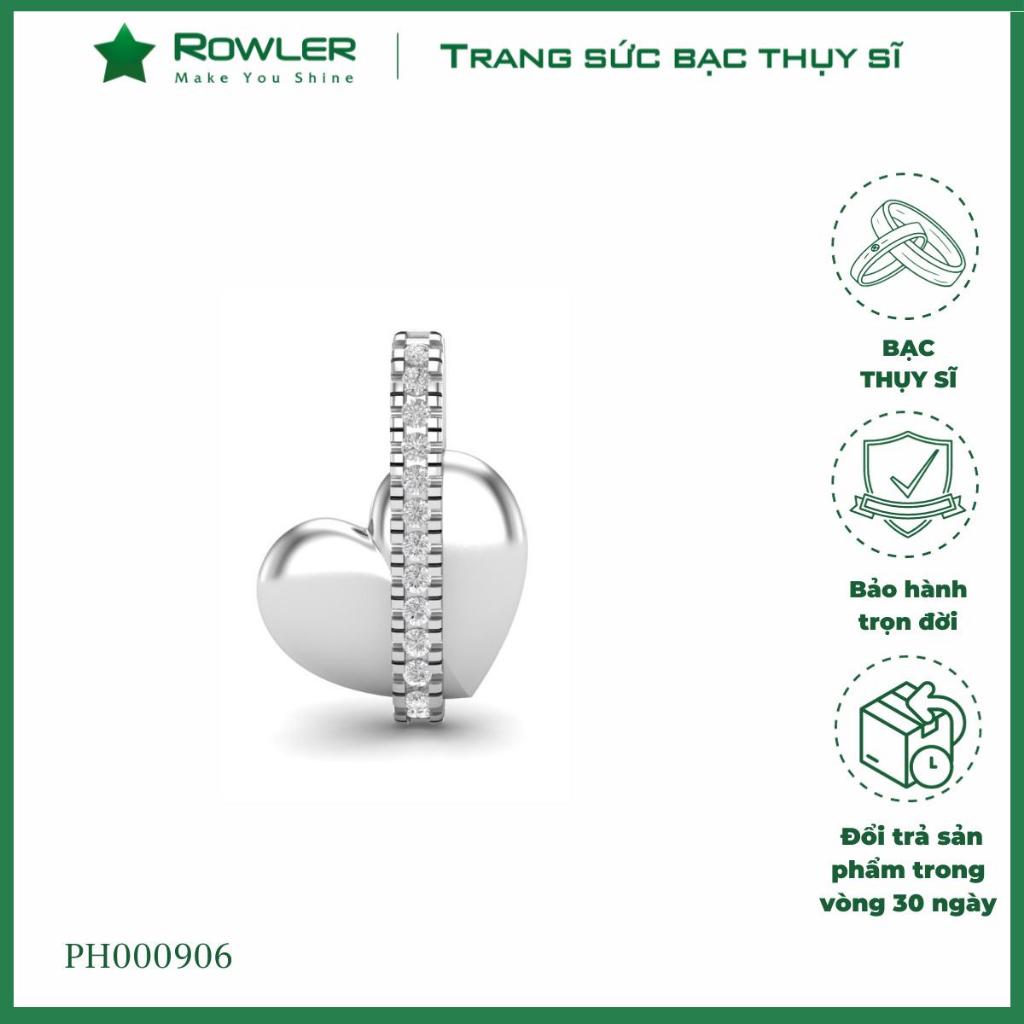 Mặt dây chuyền bạc trái tim ROWLER đính đá Moissanite cao cấp PH000906