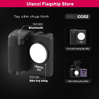  Ulanzi CG02 - Tay cầm chụp hình cho điện thoại tích hợp nút chụp hình bluetooth và đèn Led tiện lợi 
