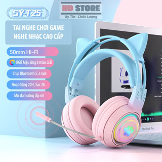Tai Nghe Mèo Bluetooth Chụp Tai SY-T25 Có Mic Tháo Rời Chống Ồn,Tai nghe gaming chụp tai không dây