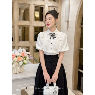 Áo Sơ Mi Công Sở Nữ MEDECHILL Áo Xếp Ly Phối Bèo Gắn Tag Nơ Tạo Điểm Nhấn Thanh Lịch, Chất Thô Cao Cấp Mềm Mát A296