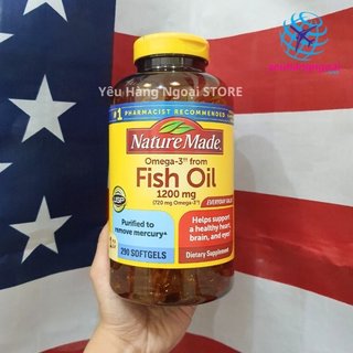 Dầu cá cao cấp fish oil 1200mg 720mg omega-3 nature made 290 viên của mỹ .