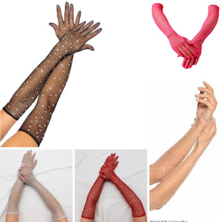 Găng tay dự tiệc, bao tay lưới đính đá  LẤP LÁNH  bling bling màu ĐEN, TRẮNG, DA, ĐỎ, HỒNG mang biểu diễn, chụp ảnh BT01