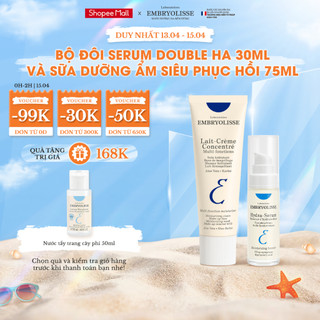 Bộ đôi Serum Double HA 30ml và Sữa dưỡng ẩm siêu phục hồi Embryolisse (30-75ml)
