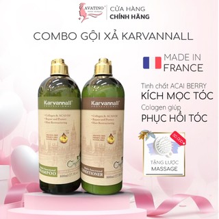 Combo dầu gội xả KARVANNALL Organic chống rụng, kích mọc tóc, sạch gàu 500ML chính hãng